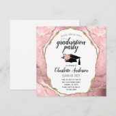 Afstuderen Blush Roze Agate Gold Glitter Kaart (Voorkant / Achterkant)