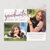 Afstuderen Blush Script | Roze 2 foto dank u Briefkaart (Voorkant)