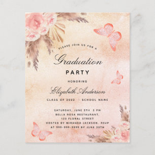 Afstuderen blush vlinder pampas grassen flyer