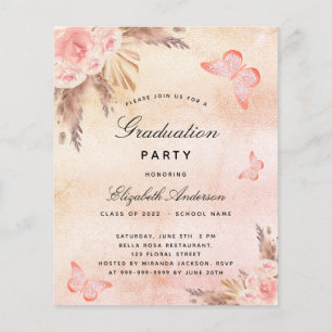 Afstuderen blush vlinder pampas grassen flyer