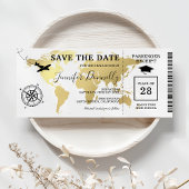 Afstuderen Boarding Pass Wereldkaart Save The Date