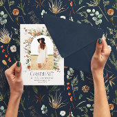 Afstuderen boeg 1 foto blauw botanisch modern aankondiging