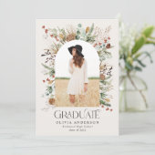 Afstuderen boeg 1 foto botanisch modern aankondiging (Staand voorkant)