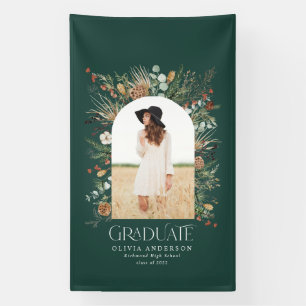 Afstuderen boeg 1 foto groene botanische moderne spandoek