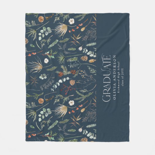Afstuderen boeg 1 foto marinebluel botanisch moder fleece deken (Voorkant)