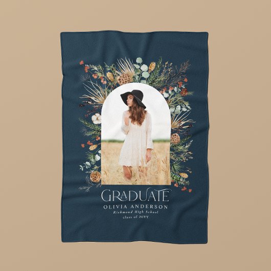Afstuderen boeg 1 foto marinebluel botanisch moder fleece deken