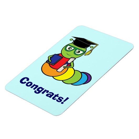 Afstuderen Boekenwurm met diploma Magneet (Linkerzijde)