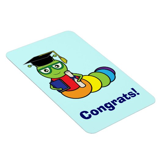 Afstuderen Boekenwurm met diploma Magneet (Rechterzijde)