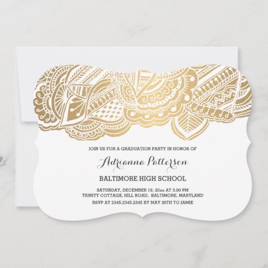 Afstuderen | Boheems gouden mandala patroon Kaart (Voorkant)