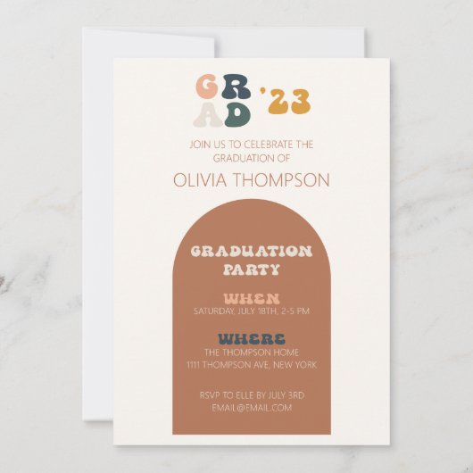 Afstuderen Boho Arch Retro Aangepast Kaart (Achterkant)