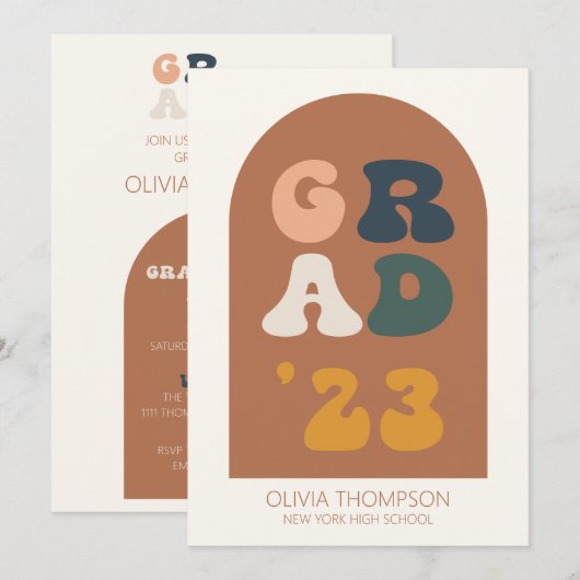 Afstuderen Boho Arch Retro Aangepast Kaart (Voorkant / Achterkant)