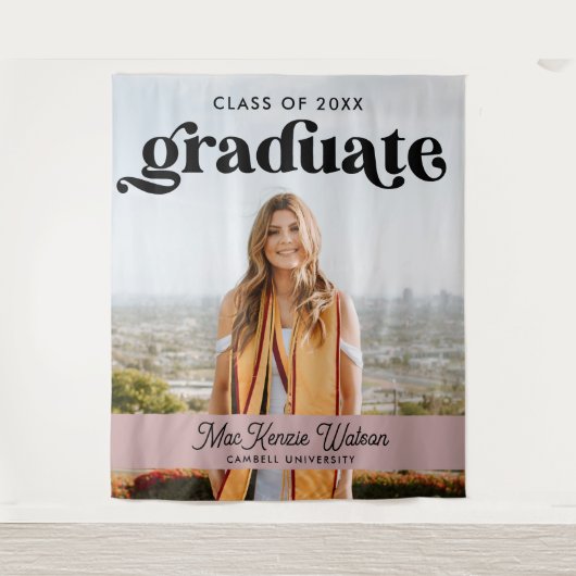 Afstuderen Boho Chic Trendy Class van 2025 Afstude Wandkleed (Voorkant)