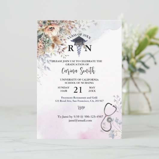 Afstuderen Boho Floral, speciaal verzorgd Kaart (Staand voorkant)