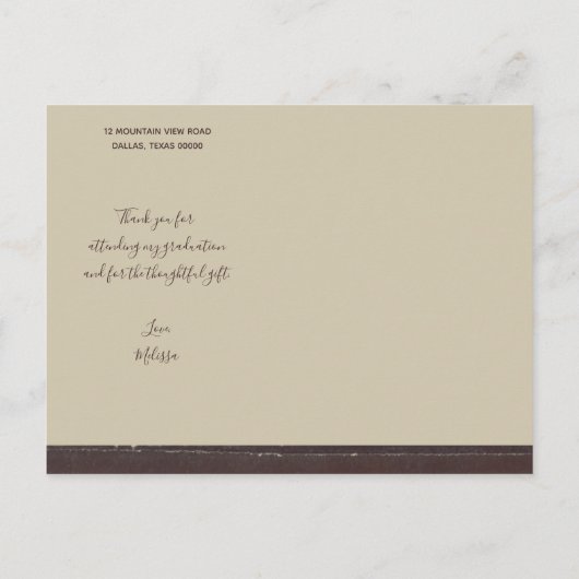 Afstuderen Boho Rustic Foto Dank je wel Aankondigingskaart (Achterkant)