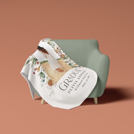 Afstuderen boog 1 foto natuurlijk botanisch modern fleece deken