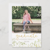 Afstuderen Botanische Gold Foil Greenery 4 Foto Kaart (Voorkant)