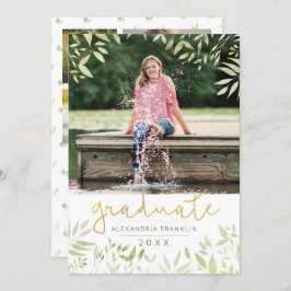 Afstuderen Botanische Gold Foil Greenery 4 Foto Kaart