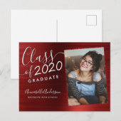 Afstuderen Bourgogne Brushed Metal Photo Afstudere Aankondigingskaart (Voorkant / Achterkant)