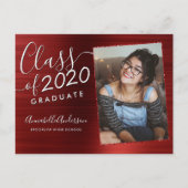 Afstuderen Bourgogne Brushed Metal Photo Afstudere Aankondigingskaart (Voorkant)