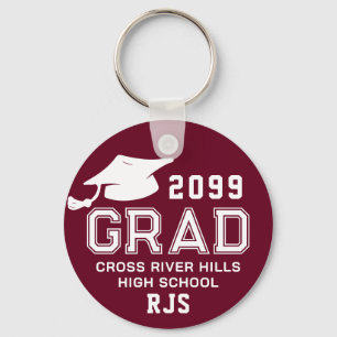 Afstuderen Bourgogne Maroon AFSTUDEERDER Pet geper Sleutelhanger