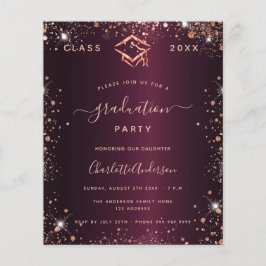 Afstuderen Bourgogne roos gouden uitnodiging