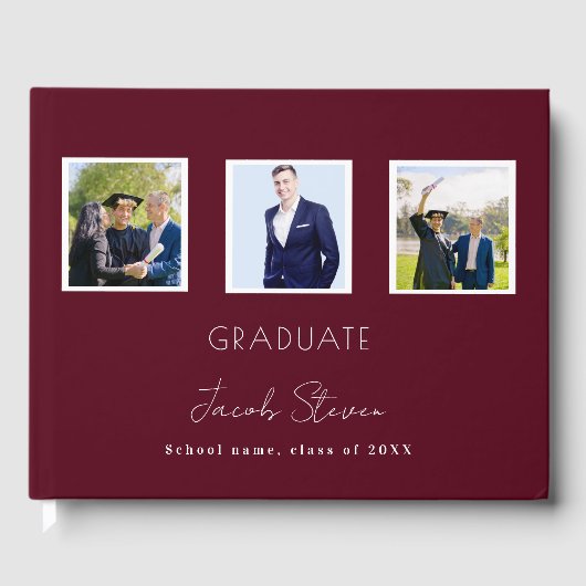 Afstuderen Bourgondië naam script foto Gastenboek (Voorkant)