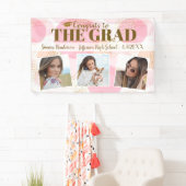 Afstuderen bouwt aangepaste foto's met roze goudma spandoek (Insitu)