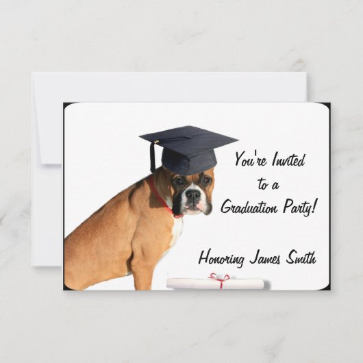Afstuderen Boxer party-uitnodiging Kaart (Voorkant)