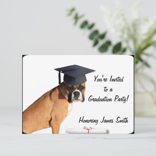 Afstuderen Boxer party-uitnodiging Kaart (Staand voorkant)