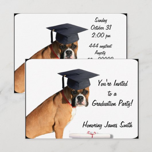 Afstuderen Boxer party-uitnodiging Kaart (Voorkant / Achterkant)