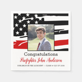 Afstuderen brandweerfotodun rode lijn servet