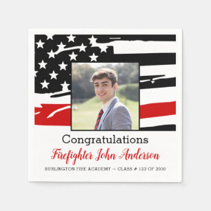 Afstuderen brandweerfotodun rode lijn servet