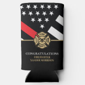 Afstuderen brandweerkorps Rood Line Fire Academy Seltzer Blikjeskoeler (Achterkant)