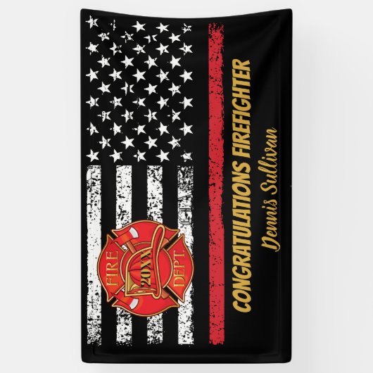 Afstuderen brandweerman | Brandweerpartij Spandoek (Verticaal)