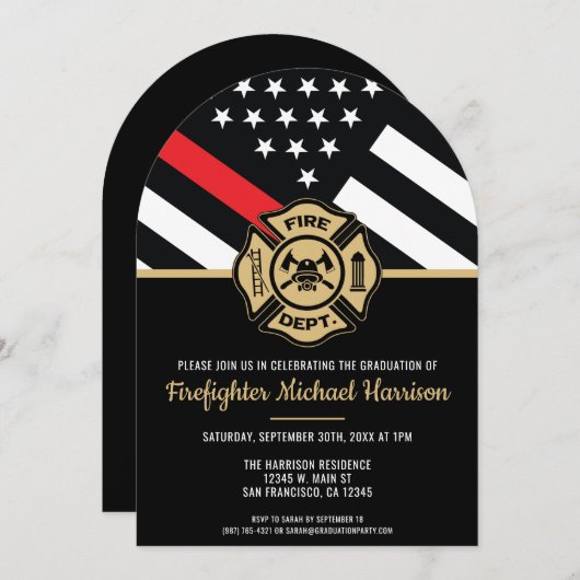 Afstuderen brandweerman Rode Lijn brandweerman fee Kaart (Voorkant / Achterkant)