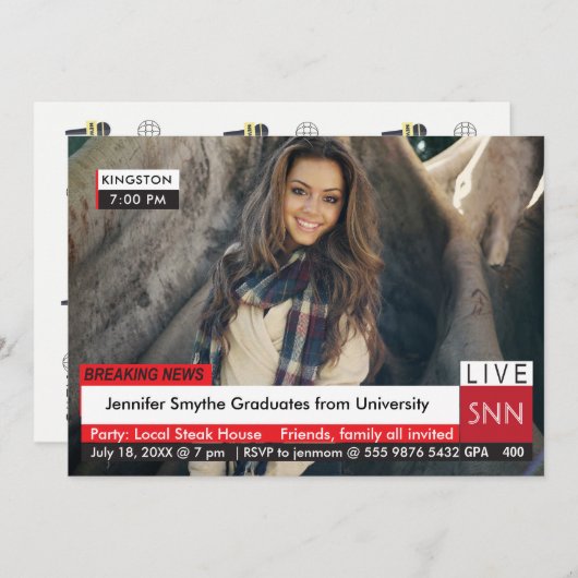 Afstuderen Breaking News TV Fab Kaart (Voorkant / Achterkant)