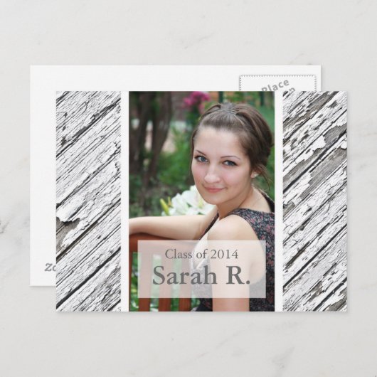 Afstuderen Briefkaart Uitnodiging - Houten Textuur (Voorkant / Achterkant)