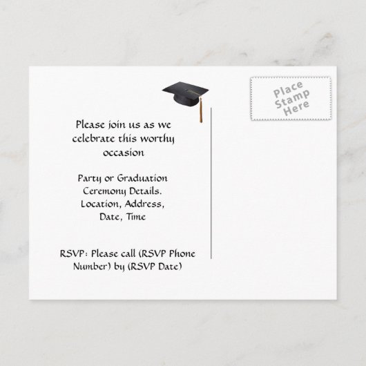 Afstuderen Briefkaart, zwart en wit Formal Aankondigingskaart (Achterkant)