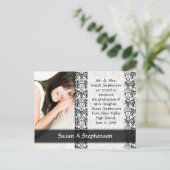 Afstuderen Briefkaart, zwart en wit Formal Aankondigingskaart (Staand voorkant)