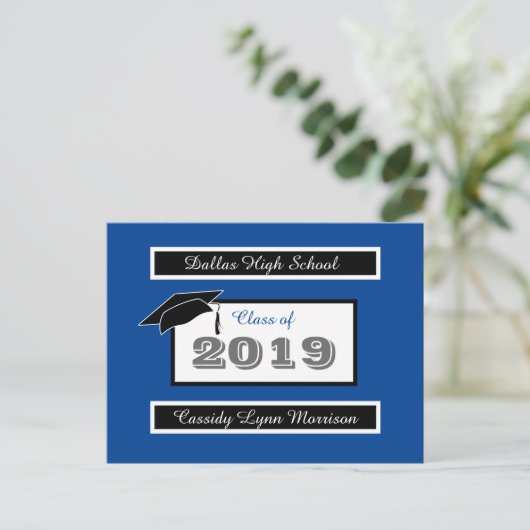 Afstuderen Briefkaarten Blauw en wit (Staand voorkant)