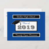 Afstuderen Briefkaarten Blauw en wit (Voorkant / Achterkant)