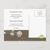 Afstuderen briefkaarten, paardenbloemen uitnodiging briefkaart (Achterkant)