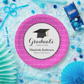 Afstuderen Bright Pink Graduation Party Papieren Bordje (Feest)