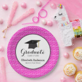 Afstuderen Bright Pink Graduation Party Papieren Bordje (Feest)