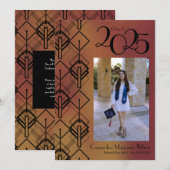 Afstuderen Bronze Art Deco Black kondiging Kaart (Voorkant / Achterkant)