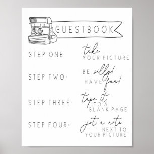 Afstuderen, bruiloft, Instant Photo Guestbook Sign Poster
