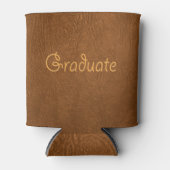 Afstuderen bruin Koeienhuid leder textuur Blikjeskoeler (Voorkant)