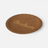 Afstuderen bruin Koeienhuid leder textuur Papieren Bordje (Gekanteld)