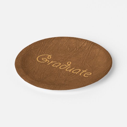 Afstuderen bruin Koeienhuid leder textuur Papieren Bordje (Gekanteld)