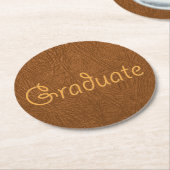 Afstuderen bruin Koeienhuid leder textuur Ronde Kartonnen Onderzetter (Gebogen)